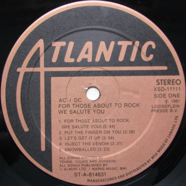 AC/DC – For Those About To Rock (We Salute You) - 1981 Hard Rock (vinyl) Awesome shape !