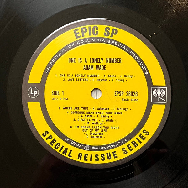 Adam Wade One Is A Lonely Number - Jazz, Blues , Easy Listening 1962 (Rare Vinyl)