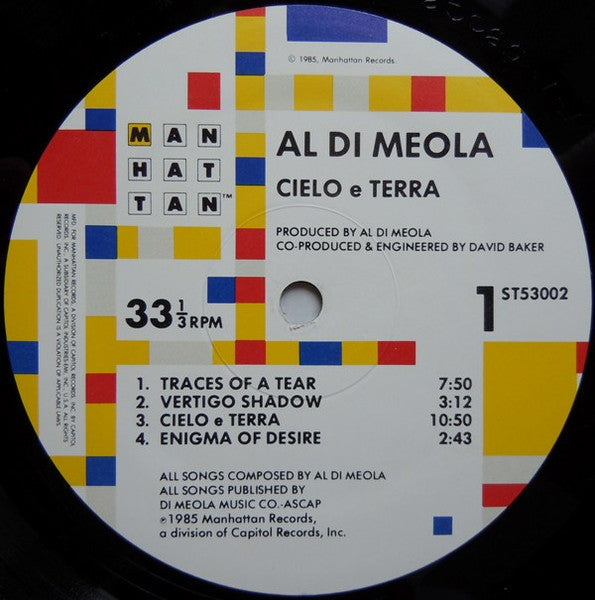 Al Di Meola Cielo E Terra 1985- Latin Jazz (Vinyl) Mint