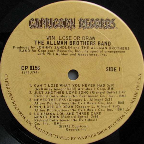 Allman Brothers Band ‎– Win, Lose Or Draw -1975  Southern Rock (vinyl)