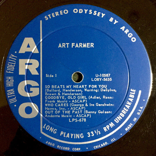 Art Farmer – Art - 1960-Jazz Style: Hard Bop (vinyl) Extremely Rare