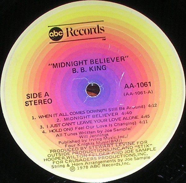 B.B. King – Midnight Believer - 1978- Jazz, Rock, Blues Style: Blues Rock (Vinyl)