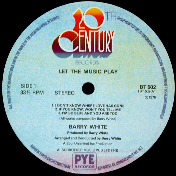 Barry White – Let the Music Play – 1976 – Soul (Vinyl)