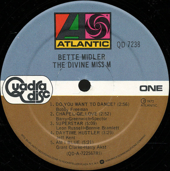 Bette Midler – The Divine Miss M – 1972 – Vocal Pop / Cabaret (Canadian pressing – QuadraDi (vinyl)sc)