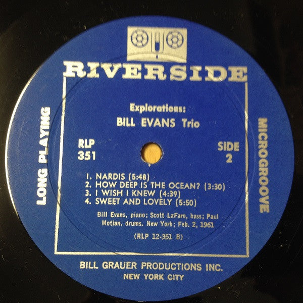 Bill Evans Trio Explorations US Released: 1961 Genre: Jazz Style: Post Bop, Modal ( RARE VINYL) Excellent Vinyl