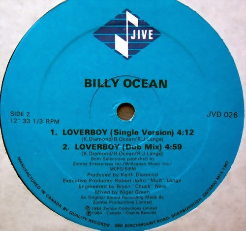 Billy Ocean – Loverboy - 1984- Synth-pop, Disco Vinyl, 12", 33 ⅓ RPM