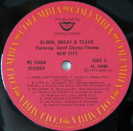 Blood, Sweat & Tears Featuring David Clayton-Thomas – New City - Jazz, Rock, Funk / Soul, Blues Style: Fusion, Jazz-Funk, Jazz-Rock (Vinyl)