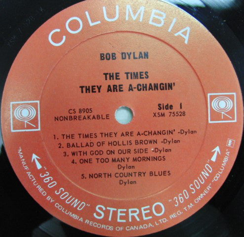Bob Dylan – The Times They Are A-Changin' -1964- Folk Rock ,Blues (vinyl) NMint