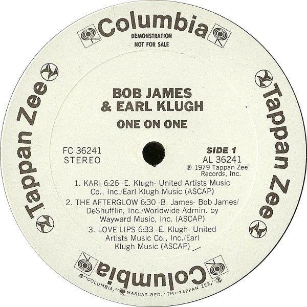Bob James & Earl Klugh – One On One - 1979-Smooth Jazz, Contemporary Jazz (Vinyl) Promo