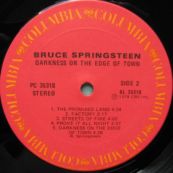 Bruce Springsteen – Darkness On The Edge Of Town - 1978 Folk Rock (Vinyl) Mint Copy