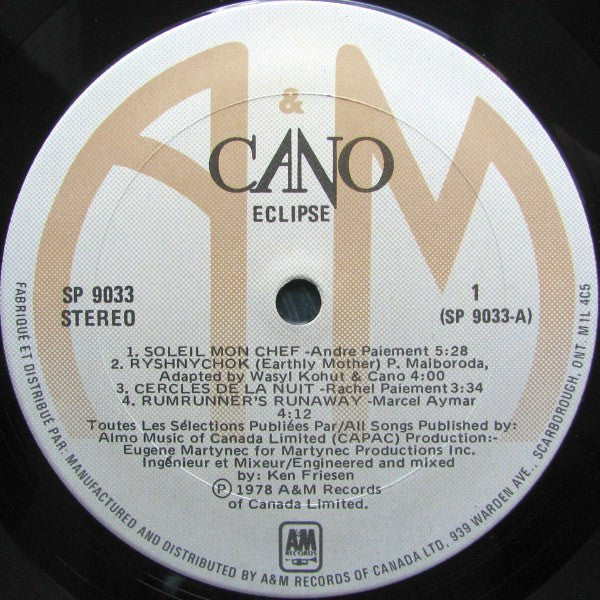 CANO – Eclipse (Folk‑Rock/Franco‑Ontarian, Vinyl LP) SP‑9033