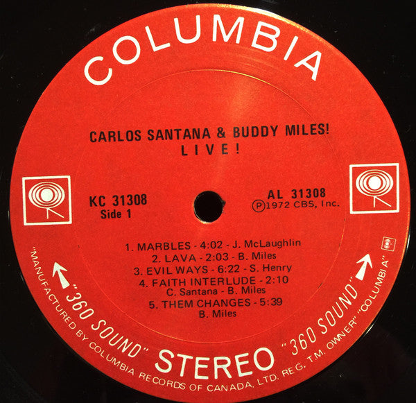 Carlos Santana & Buddy Miles – Carlos Santana & Buddy Miles! Live! - 1972- Fusion, Jazz-Rock, Free Improvisation (vinyl)