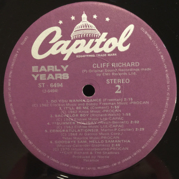 Cliff Richard – Early Years - 1982- Rock & Roll (Vinyl)