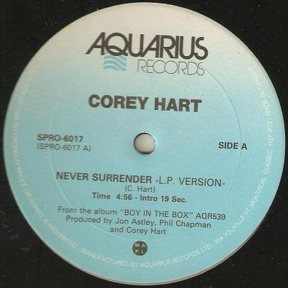 Corey Hart – Never Surrender - 1985-Rock, Pop Style: Pop Rock ( Clearance VInyl) Bargain Bin