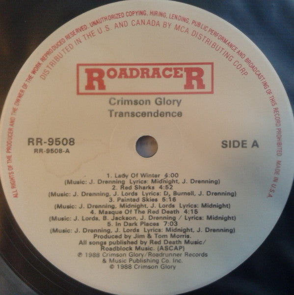 Crimson Glory – Transcendence - 1988- Heavy Metal (Vinyl)