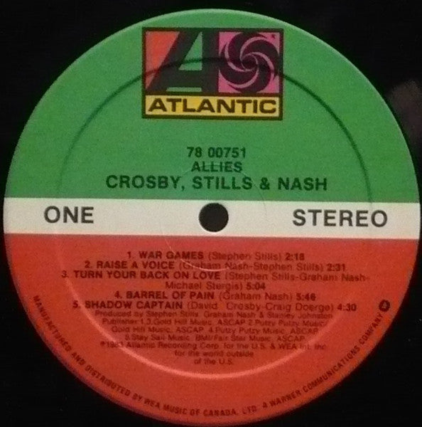 Allies　-1983-Rock　vinyl　–　Stills　Crosby,　Retro　Revolution　‎–　Nash　Copy　Excellent　Records