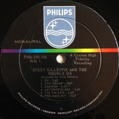 Dizzy Gillespie The Double Six Of Paris Dizzy Gillespie And The Double Six Of Paris 1963 Genre: Jazz Style: Bop (Mono Vinyl)