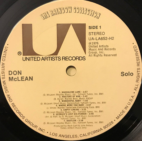 Don McLean – Solo (Folk / Singer‑Songwriter / Americana, 2×Vinyl LP) UA‑LA652‑H2