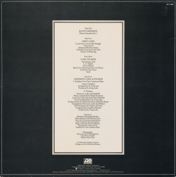 Emerson, Lake & Palmer – Works (Volume 1) (Progressive Rock, 2×LP) 2SDX‑7000