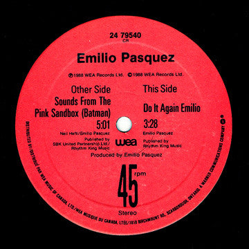 Emilio Pasquez – Sounds From The Pink Sandbox (Batman) Electronic Style: New Beat 1988 (Vinyl, 12", 45 RPM)