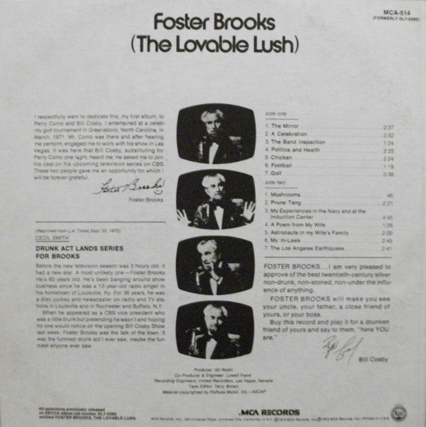 Foster Brooks – The Lovable Lush 1973 Genre: Non-Music Style: Comedy (vinyl)