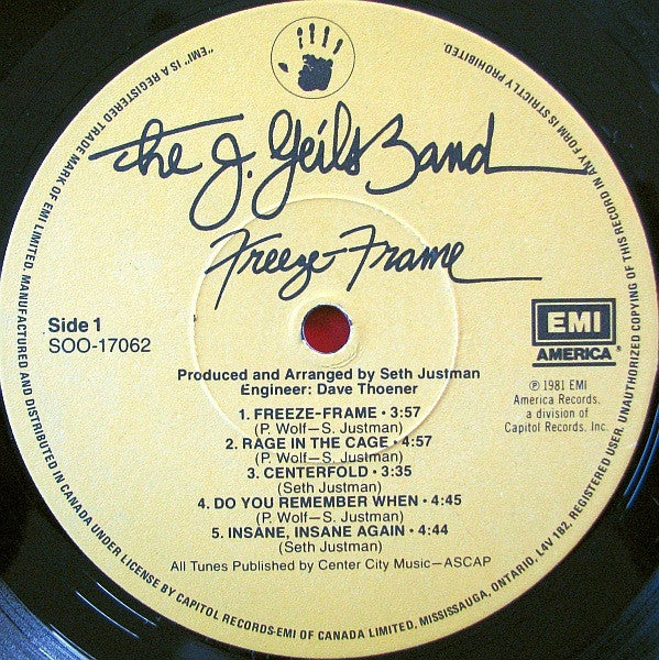 J. Geils Band - Freeze Frame 1981 Vinyl Lp