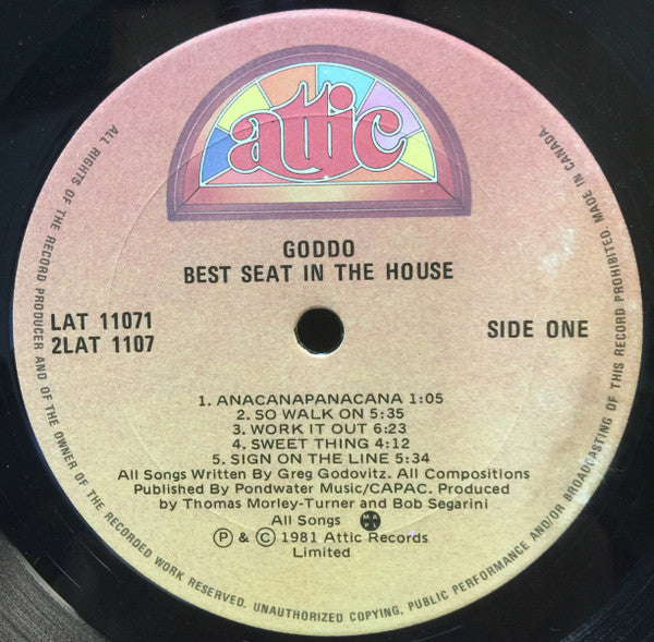 Goddo – Best Seat In The House - 2lps- 1981- Hard Rock (Vinyl) notched cover