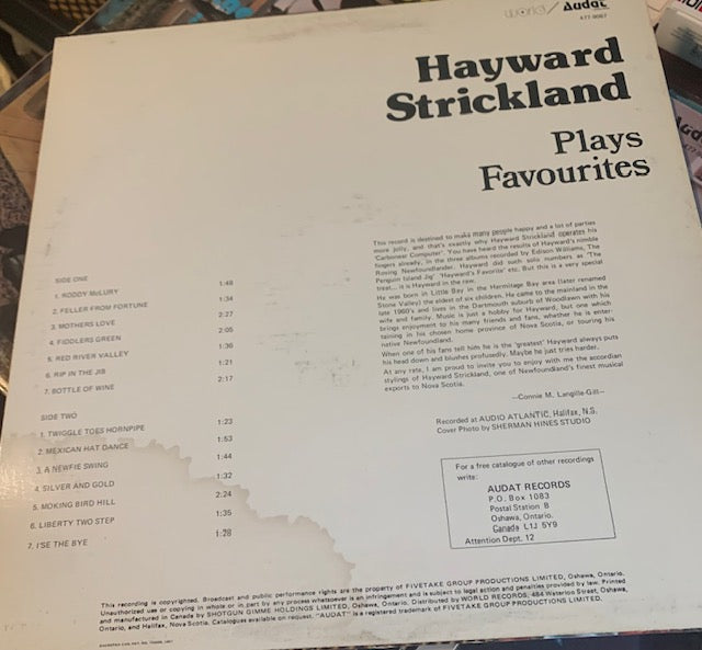 Hayward Strickland – Plays Favourites - Newfound land, Maritimes, Folk Ballad (Vinyl)
