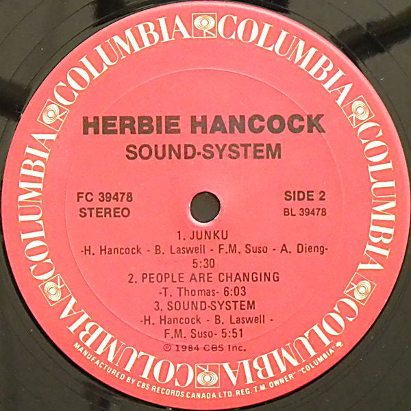 Herbie Hancock – Sound-System - 1984-Genre: Electronic Style:Electro (Vinyl) Mint