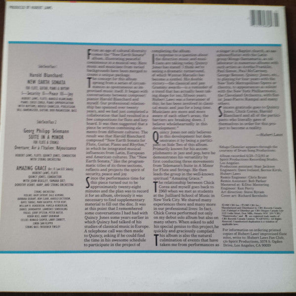 Hubert Laws – New Earth Sonata / Telemann: Suite in A Minor (Jazz‑Classical Fusion / Contemporary Classical / Crossover, Vinyl LP) RM‑39958