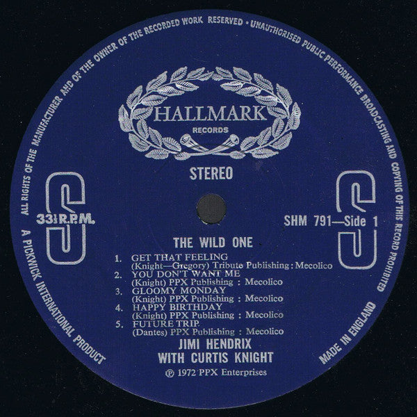 Jimi Hendrix With Curtis Knight – The Wild One... 1972 Genre: Rock, Blues Style: Psychedelic Rock, Rhythm & Blues (Uk Import Vinyl)