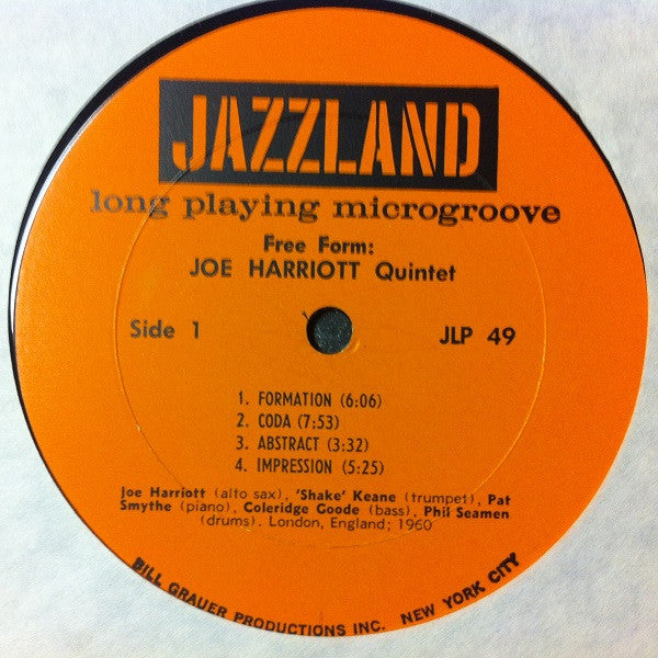 Joe Harriott Quintet – Free Form - `961-Free Jazz (Vinyl) Rare Vinyl