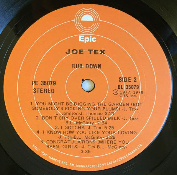 Joe Tex – Rub Down - 1978 - Funk / Soul ( Vinyl )