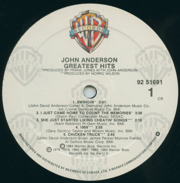 John Anderson Greatest Hits - 1984-Folk, World, & Country (Vinyl)