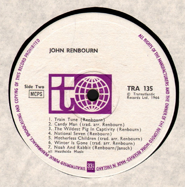 John Renbourn John Renbourn 1969-Rock, Blues, Folk, World, & Country Style: Acoustic, Folk (Rare Vinyl) MISPRINT
