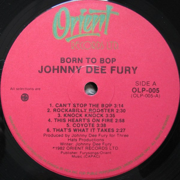 Johnny Dee Fury Born To Bop - 1982-Rock Rockabilly (Vinyl) Mint