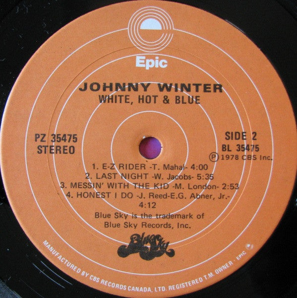 Johnny Winter – White, Hot & Blue - 1978-Rock, Blues Rock (vinyl) light marks