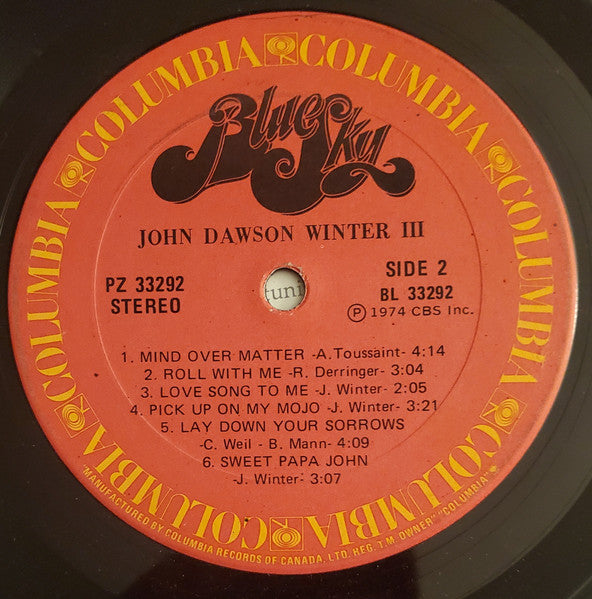 Johnny Winter – John Dawson Winter III 1974-Rock, Blues Style: Electric Blues (vinyl)
