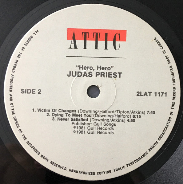 Judas Priest – Hero, Hero (2 lps) 1981 Heavy Metal ( Vinyl) 2 lps - Hard To Find!