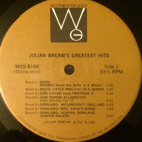 Julian Bream – Julian Bream’s Greatest Hits (Classical / Guitar, Vinyl LP) WGS-8106