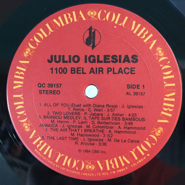 Julio Iglesias – 1100 Bel Air Place - 1984-Vocal, Ballad (Vinyl) Mint
