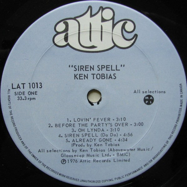 Ken Tobias – Siren Spell - 1976-Pop Rock (Vinyl)
