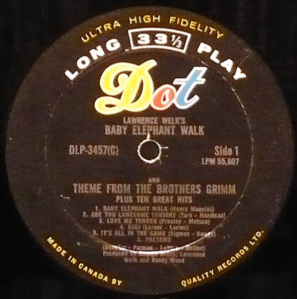 Lawrence Welk – Lawrence Welk's Baby Elephant Walk And Theme From The Brothers Grimm - 1962-Jazz, Pop 9vinyl0
