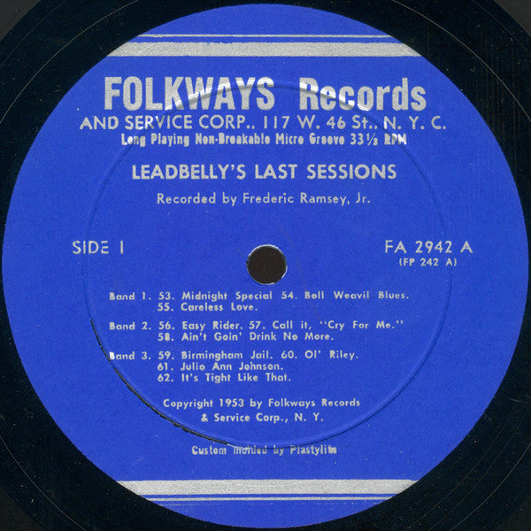Leadbelly's Last Sessions Volume Two - 2 lps -1953 -Blues, Folk, World, & Country Style: Country Blues, Delta Blues, Folk (Rare Vinyl set)