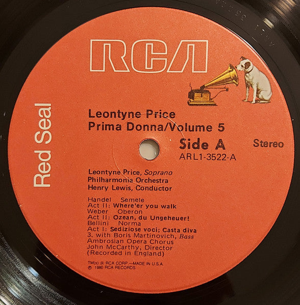 Leontyne Price / Philharmonia Orchestra / Henry Lewis – Prima Donna / Volume 5 -1980 - Classical (vinyl)