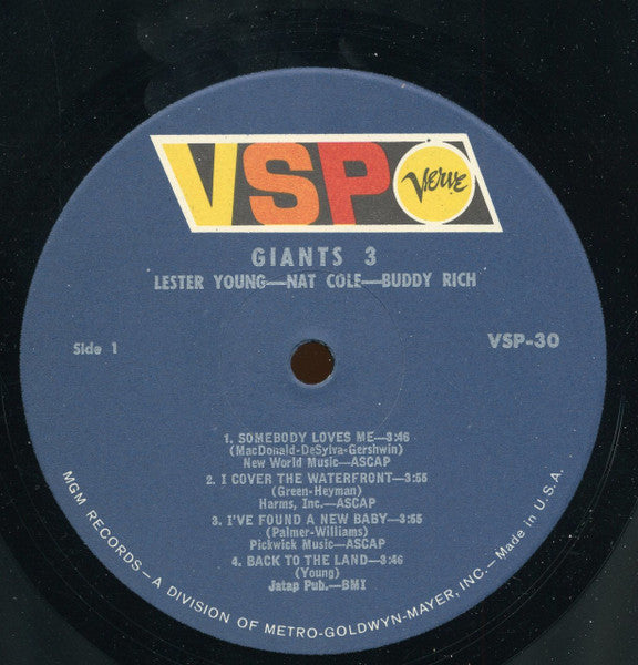 Lester Young - Nat Cole Buddy Rich – Giants 3 - 1966 - Jazz Style: Swing (vinyl)
