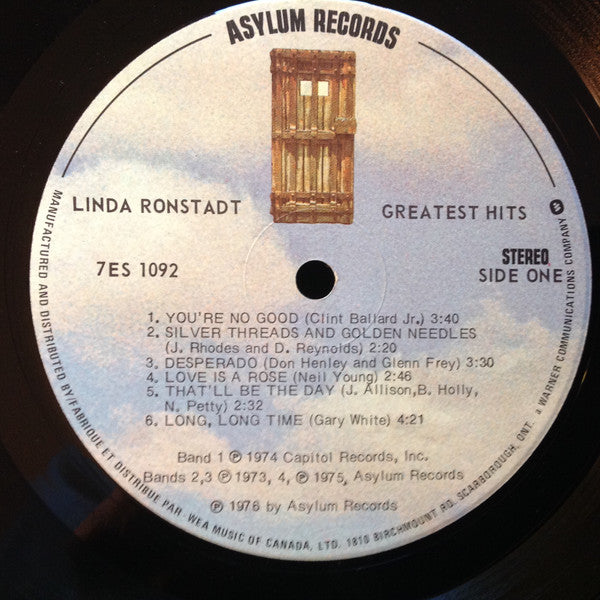 Linda Ronstadt – Greatest Hits – 1976 – Country Rock / Pop ( Vinyl )