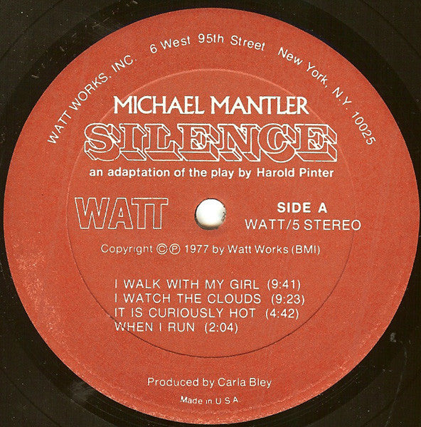 Michael Mantler – Silence -1979-Avant-garde Jazz, Prog Rock (Vinyl)