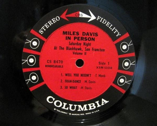 Miles Davis – In Person: Saturday Night at the Blackhawk, San Francisco, Volume II – 1961 – Hard Bop / Live Jazz (vinyl) Rare !