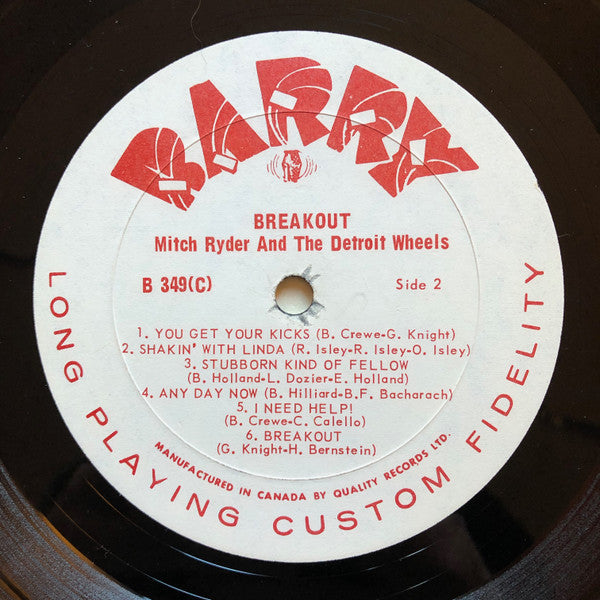 Mitch Ryder And The Detroit Wheels* – Breakout…!!! 1968- Rock, Funk / Soul ,Rhythm & Blues, Soul, Garage Rock ( Rare Vinyl )
